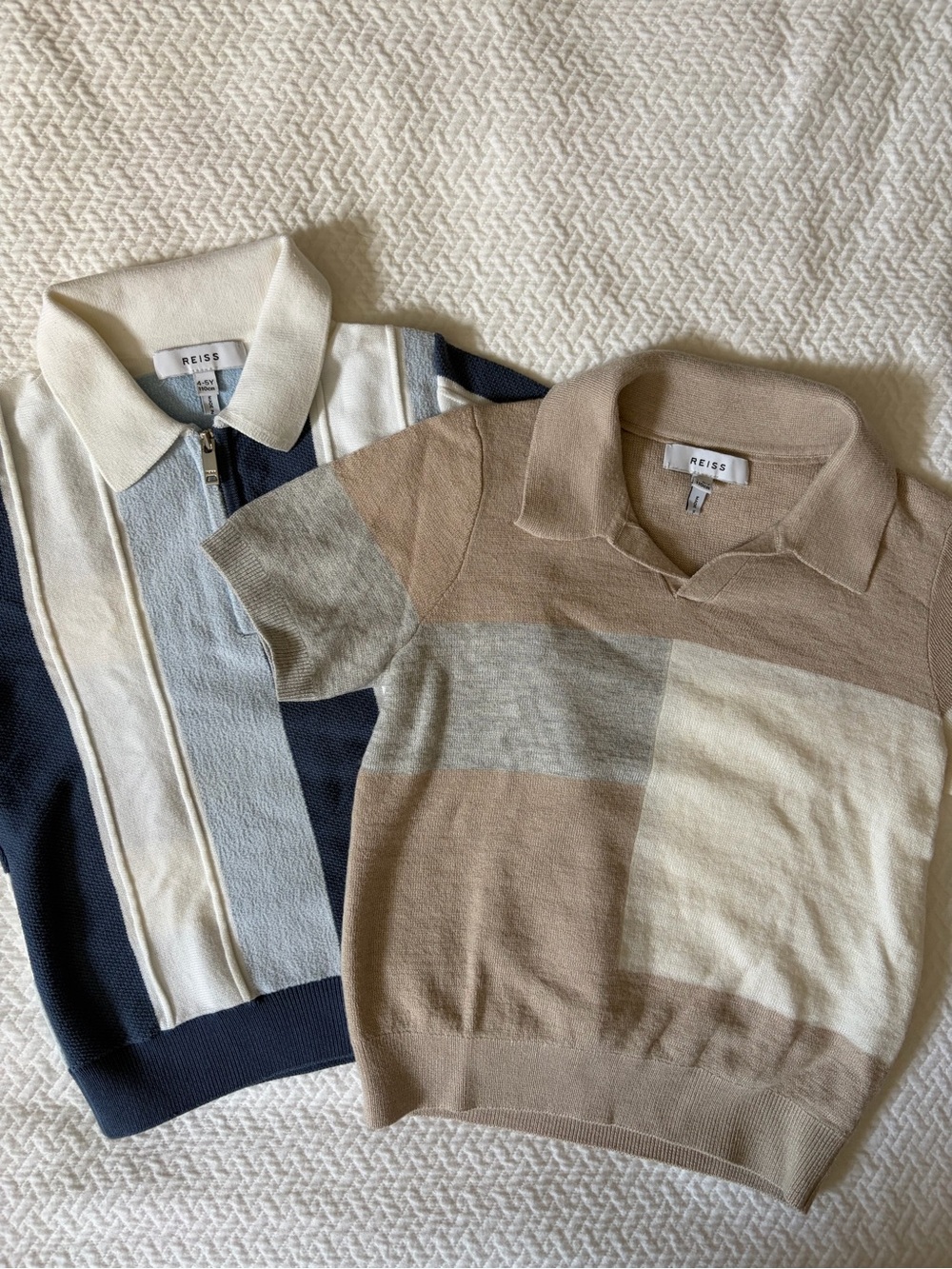 REISS Boys set of 2 polo collar 1/4 zip sweater Short Sleeve dress formal smart